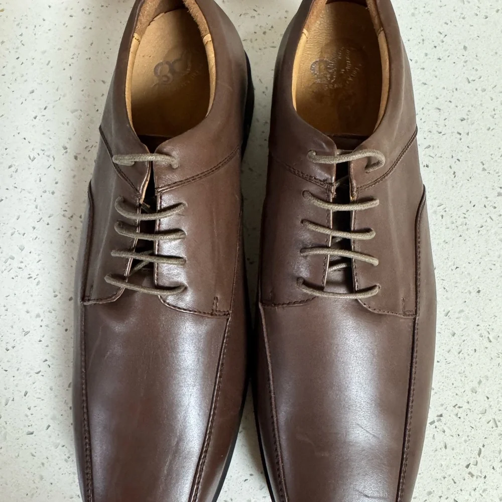 Men’s Size 12 Brown Genuine Leather Derby Dress Shoes Square Toe